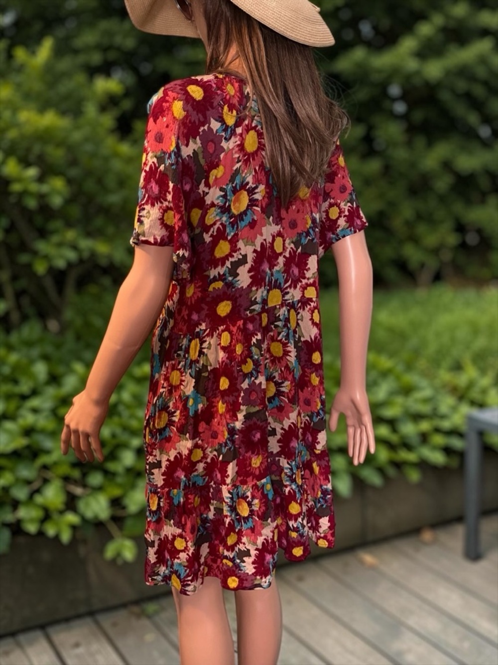 Bobeau Floral Faux Wrap Dress S Boho Pockets Flowy Rayon - Picture 7 of 8